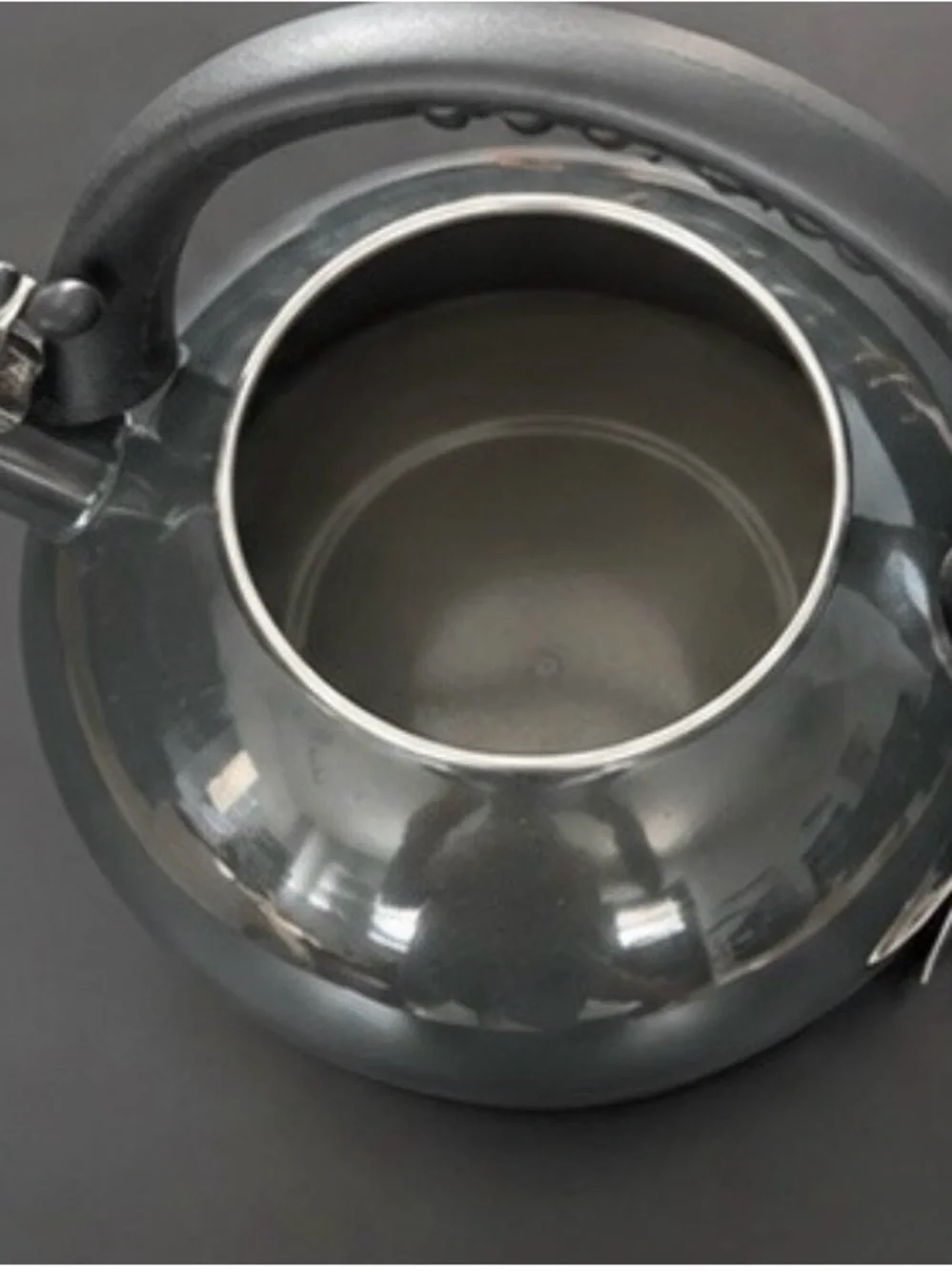 Farberware Dark Gray Whistling Stovetop Tea Kettle with Black Handle